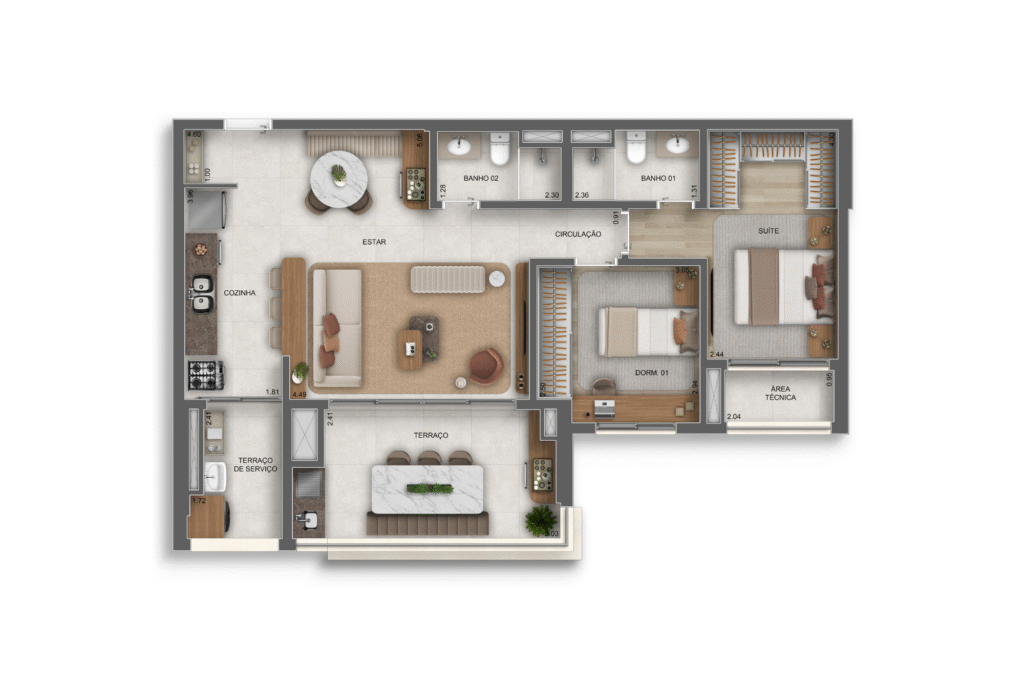 Apartamento 89m² - 2 dorms (1 Suíte) - Opção Ampliada