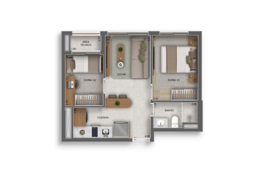 Apartamento 40m² - 2 dorms - Vértice Butantã Residences